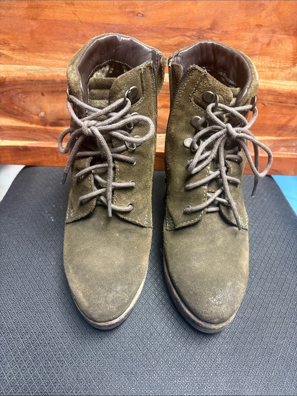 Men's Olive Suede Lace-Up Ankle Boots